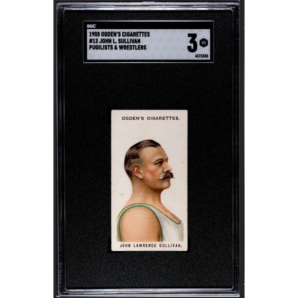 RARE 1908 Ogden's Cigarettes John L. Sullivan SGC 3 Boxing Boxer Pugilists - Picture 1 of 3